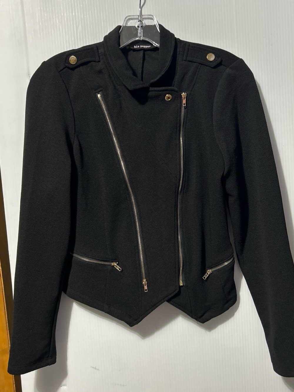 Blu Pepper Black Jacket Womens Small Zipper Accents Biker  Trucker